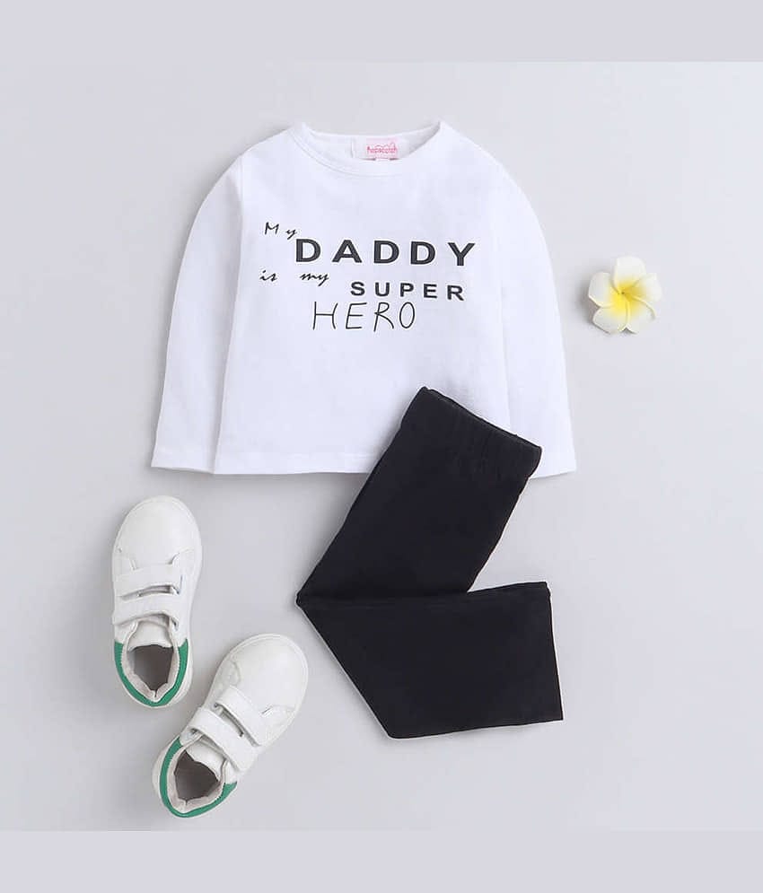 VELION Pack of 1 Girls Cotton Blend Sweatshirt With Dungarees ( Black & White )