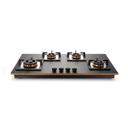 4 Burner Glass Gas Hob Top with Triple Ring Burner Total Double Ring Brass Burner with Flame Failure Device Auto Ignition (BH1094XLHTT2TRMGS)