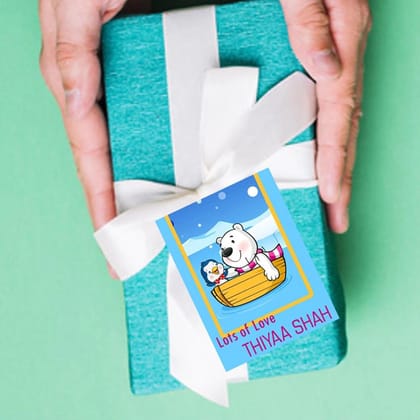 Gift tags / Gift Stickers - Penguin Theme-Lots Of Love / Flat Cards - No Ribbons / Set of 10