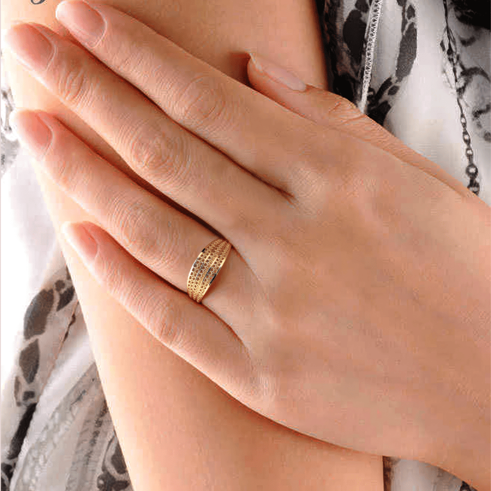 Textured Gold-Plated Band Ring - Jewellery Sets | Buy online on ZillyBuy