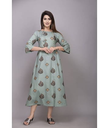 EXPORTHOUSE - Green Rayon Women's Flared Kurti ( Pack of 1 )