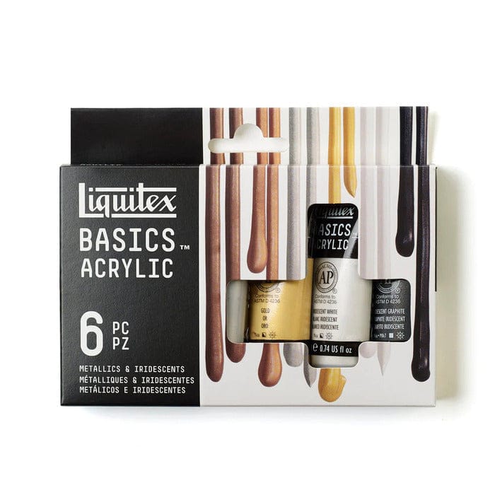 Liquitex  Basics Acrylic Paints Tube Metallic And Iridsecent Set ( 6X 22ML)