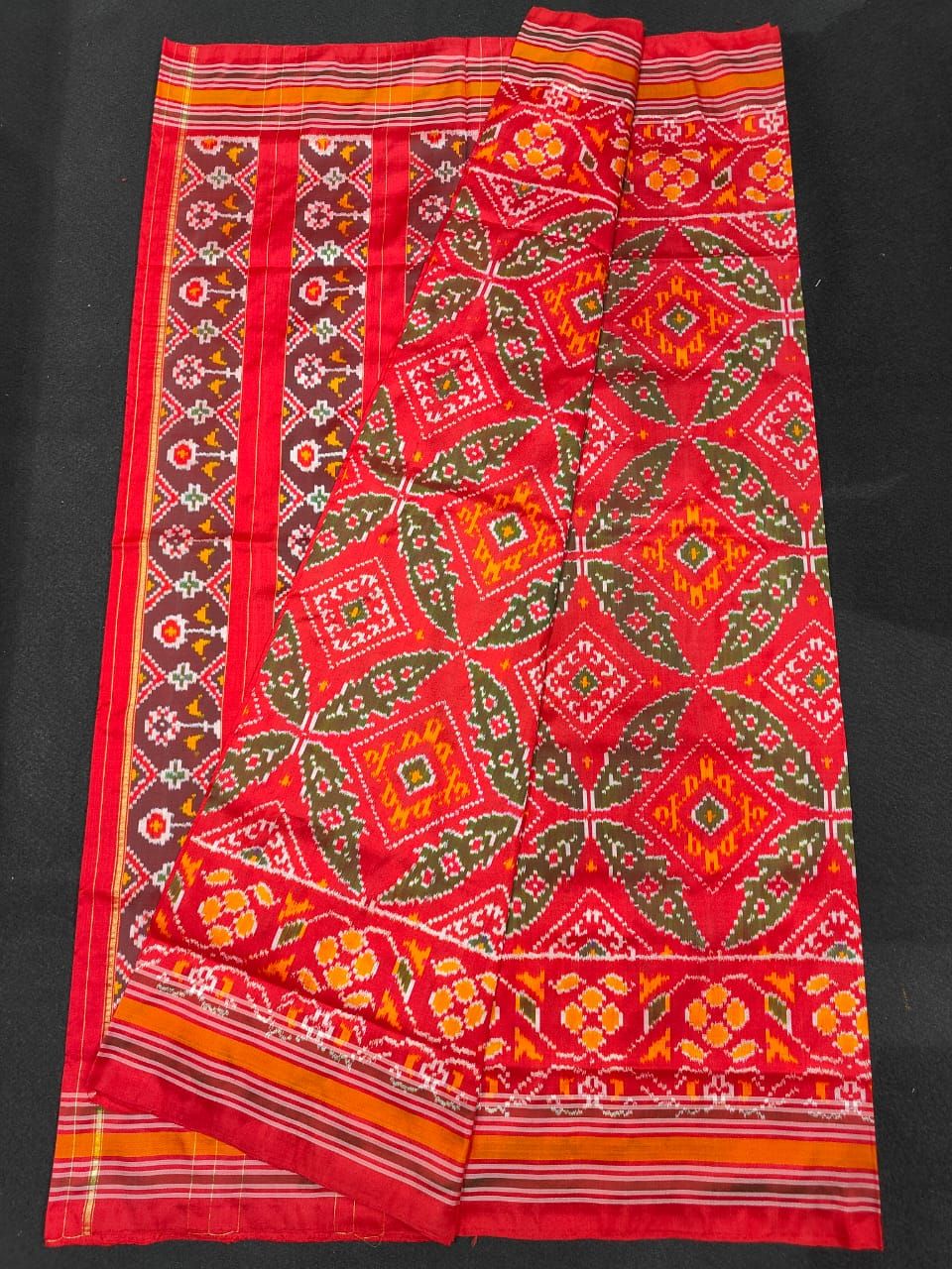 Pochampally Ikkat Silk Patola Red Sari