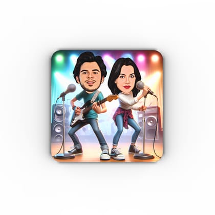 Avatar Studio Personalized Caricature Photo Fridge Magnet Unique Gift for Friends Brothers Sisters Customized Refrigerator Magnet for Gifting to Loved Ones (Music Lovers)-4 X 4 INCHES