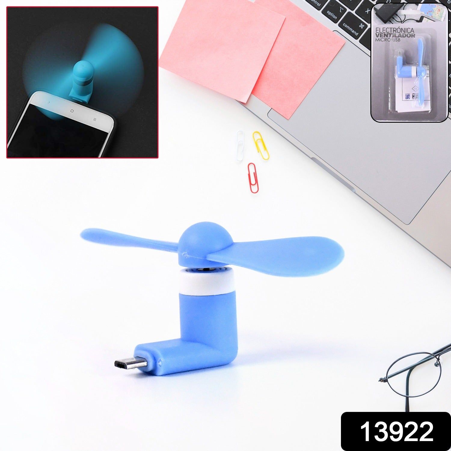 Micro / Android USB Mini Fan Flexible USB Fan (1 Pc / With Card Packing)