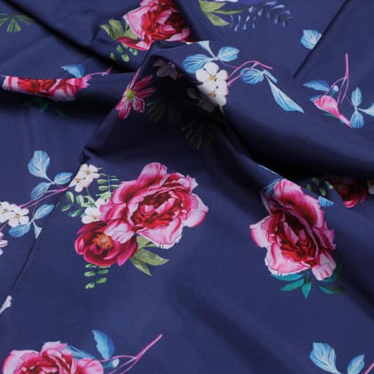 Harvest Red Pastel Wildflowers Digital Printed Fabric - Crepe