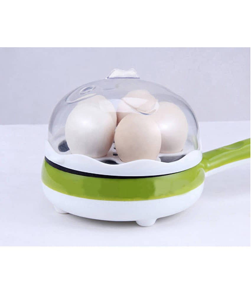 2-in-1 Multifunctional Steaming Frying Pan - Yellow | Egg Boiling, Roasting & Heating Electric Omlette Cooker & Poacher Boiler | Momos & Dumplings Maker Pan | Kitchen Essentials - EGBOR