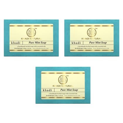 Khadi Natural Pure Mint Soap Combo Pack Of 3 – 125gm Each Khadi Natural Pure Mint Soap Combo Pack Of 3 – 125gm Each