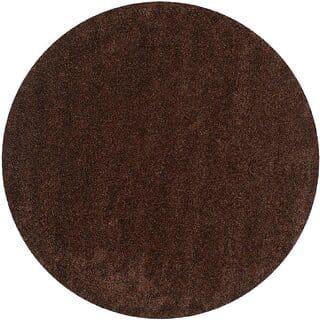 GALLERY HOME Silky Smooth Anti-Skid Shaggy Round Carpet with 2 inch Thickness (5 x 5 Round, Brown T4)