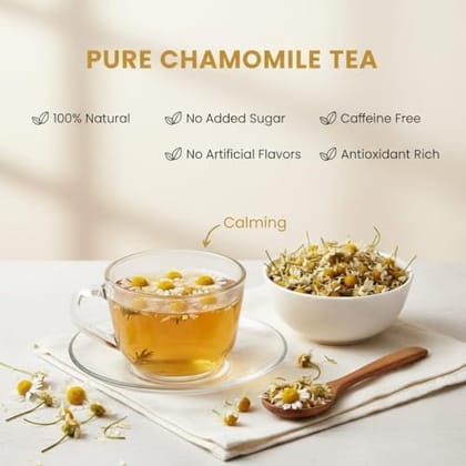 Chamomile Herbal Tea 100% Pure Dried Flowers Caffeine-Free Calming Tea for Sleep Relaxation Stress Relief 50g Reusable Jar