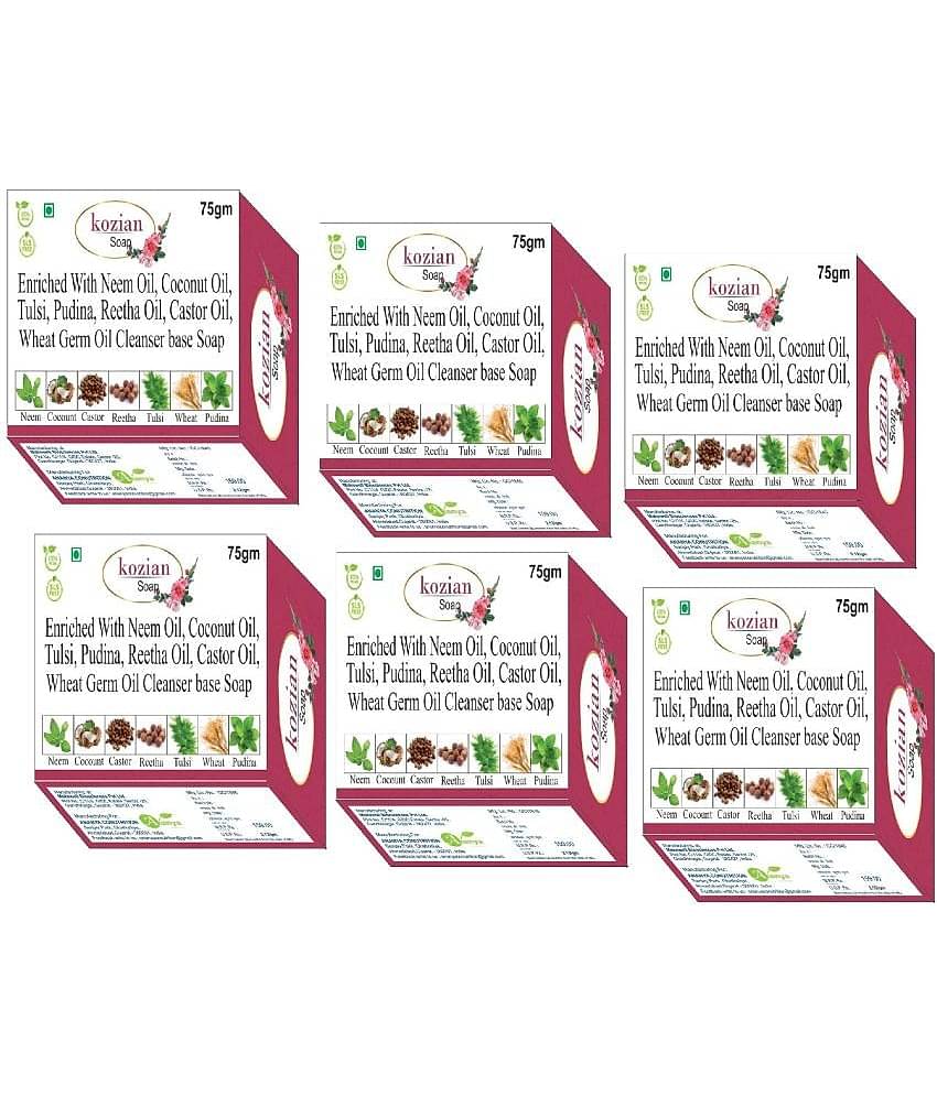 KOZIAN Freshness Enriched With Neem & Tulsi Oil Bathing Bar for All Skin Type ( Pack of 6 )