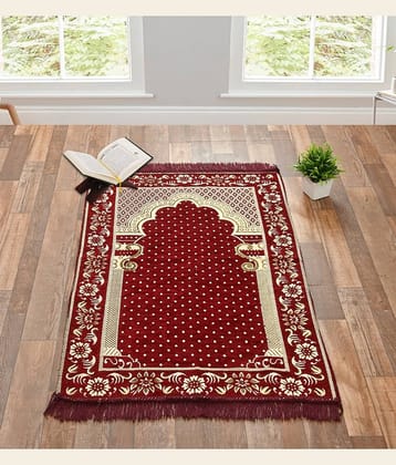 FURNISHING HUT Maroon Single Regular Cotton Prayer Mat ( 110 X 70 cm )