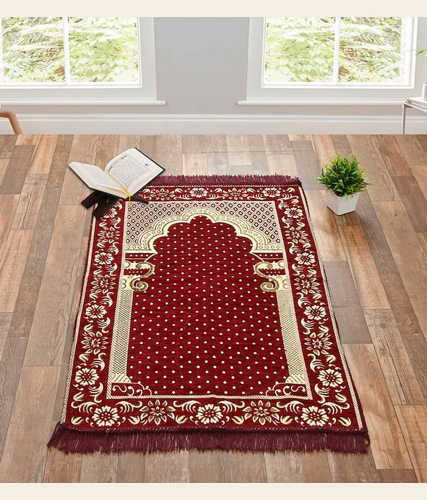 FURNISHING HUT Maroon Single Regular Cotton Prayer Mat ( 110 X 70 cm )
