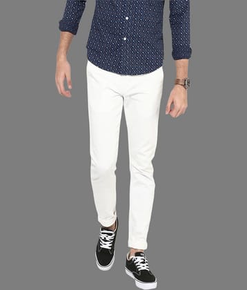 HALOGEN - White Cotton Lycra Skinny - Fit Men's Trousers ( Pack of 1 )