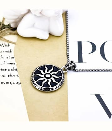 Thrillz Pendant Chain For Men Chain For Men Boys Alloy Round Shaped Necklace Pendant Chain For Boys Men Silver Tone Pendant with Chain Accessories Jewellery For Men Birthday Gift for Men and Boys