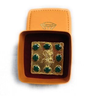 Budh Yantra with Panna (Emerald) Stone in Gold Plated for Pooja and Wealth/Business, Status  Prosperity