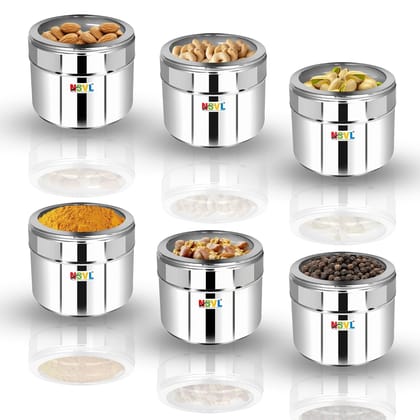 Nsvl Stainless Steel Multipurpose Kitchen Containers With See Through Lid Snacks Box/Dryfruit Box | Masala/Spice Box | 400Ml Each-6