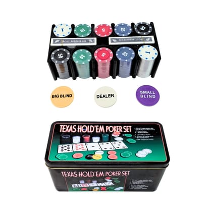 Texas Poker Set - Box Includes 200 Professional Poker Chips, 2 Card Decks, 36*24 inch Poker Mat & Chips Rack Texas Poker Set - Box Includes 200 Professional Poker Chips, 2 Card Decks, 36*24 inch Poker Mat & Chips Rack