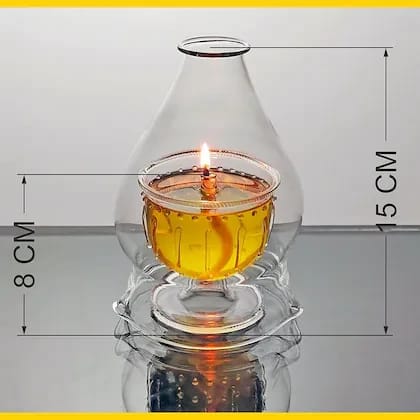Swarajya India Akhand Diya with Borosilicate Glass Cover | 12-Hour Traditional Oil Lamp for Pooja, Meditation & Spiritual Lighting Swarajya India Akhand Diya with Borosilicate Glass Cover | 12-Hour Traditional Oil Lamp for Pooja, Meditation & Spiritual Lighting