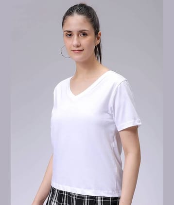 Freehand Women Cotton Solid Regular Fit V-Neck T-Shirt ( Black )