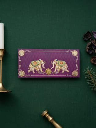 Royal Elephant Money Envelope – Luxury Designer Shagun Envelope for Wedding & Festive Gifting