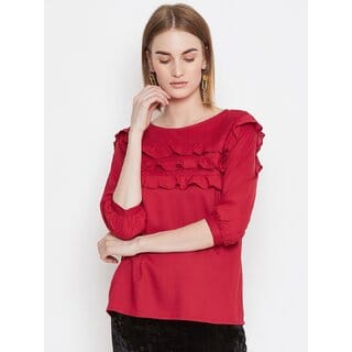 Purys Women Maroon Solid Regular Top