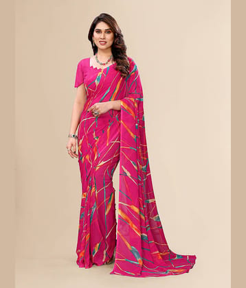 ANAND SAREES Georgette Printed Saree With Unstitched Blouse Piece ( Yellow )
