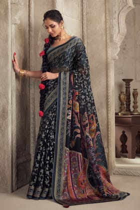 Grey Brasso Organza Saree