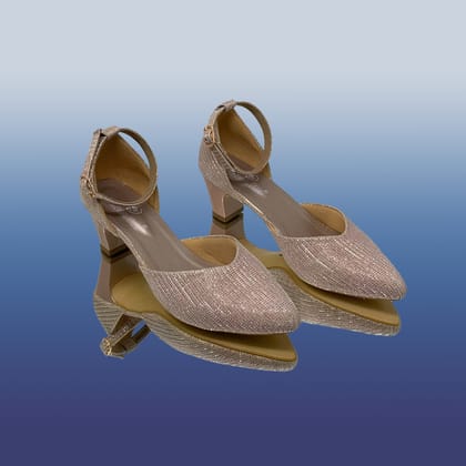 Rose Gold Block Heels with Ankle Strap-Rose gold / 40