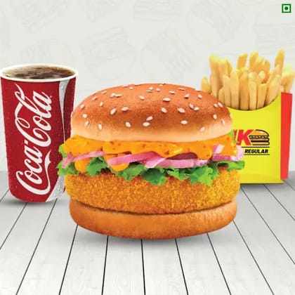 Classic Cheese Burst Burger + Fries + Coke (300 Ml)