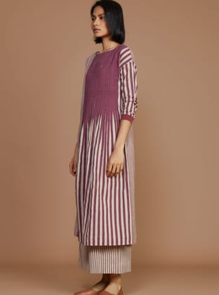 Ivory with mauve Striped RE pants-XS