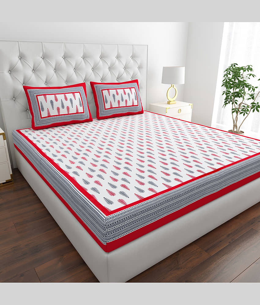 COZYKO Cotton 1 Double King Bedsheet with 2 Pillow Covers ( Multicolor )