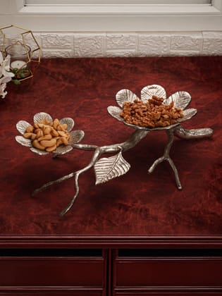 Dual Blossom Platter-Silver