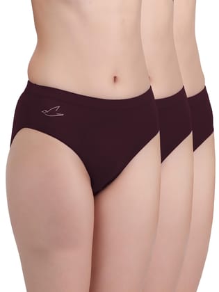 Freecultr Women’s Micromodal Mid-Rise Hipster | Super Soft & Breathable Fabric | Medium Rear Coverage | Comfortable Stretch Elastic | Pack of 3  |Color - Port Wine