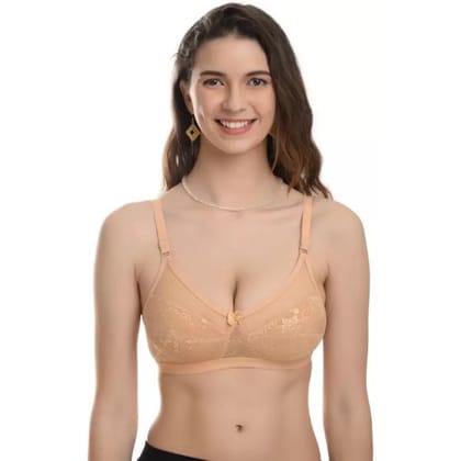 Gracewell Cotton Blend Skin Non Padded Floral Printed Full Coverage Bra (38B)