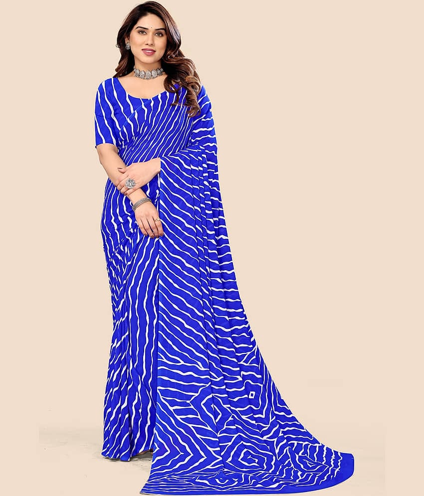 Kanooda Prints Georgette Printed Saree With Unstitched Blouse Piece ( Grey )