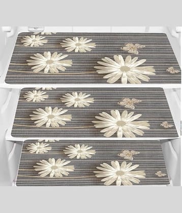 CreadCraft PVC Floral Fridge Mats ( 30 44 ) Pack of 3 - Orange