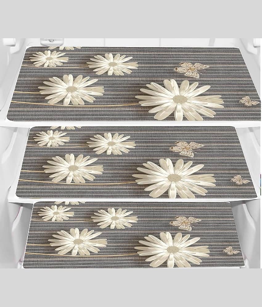 CreadCraft PVC Floral Fridge Mats ( 30 44 ) Pack of 3 - Orange