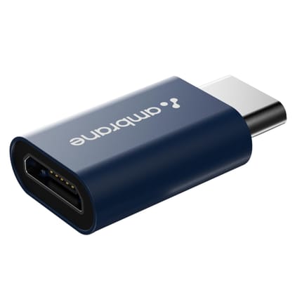 Ambrane Type-C to Micro USB OTG Adapter for 3A Fast Charging and Data Sync- Compatible with All Type-C Enabled Devices Blue Blue