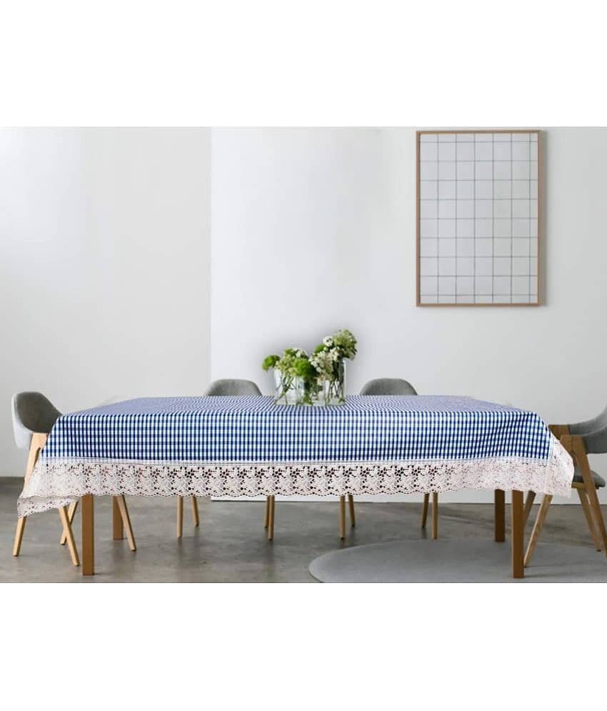 Checks PVC 6 Seater Rectangle Table Cover ( 228 x 152 ) cm Pack of 1 Blue