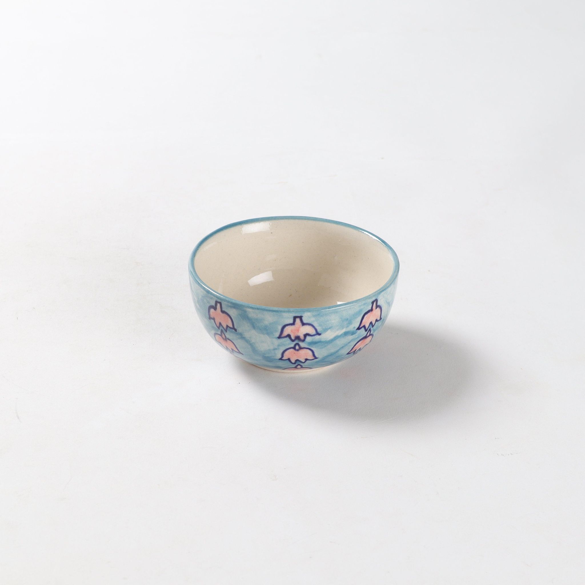 Light Blue & Light Pink Ceramic Katori Bowl / Portion Bowl Single Piece (220 ML)