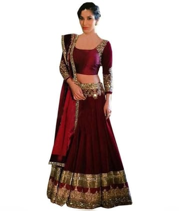 Designer Maroon Color Embroidered Semi-stitched Party-wear Lehenga Choli