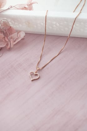 Tiny Heart Rose Gold Plated Sterling Silver Pendant-With Chain / Rose