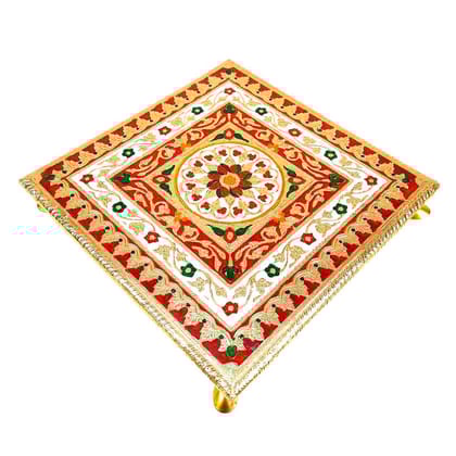 Meenakari Puja Chowki Bajot - For Pooja, Home Decoration & Gifts -12 Inch-Design 1