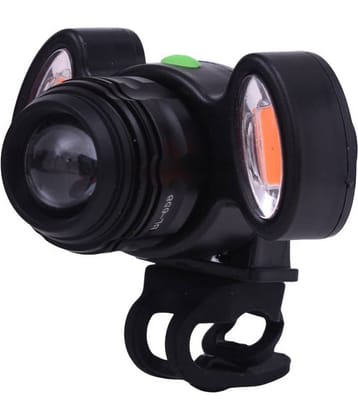 Dark Horse Bicycle Zoom-Able Feature 4 Mode Headlight + Holder Clip Mount Different Modes with 2 Warning Lights, USB Rechargeable (Black)