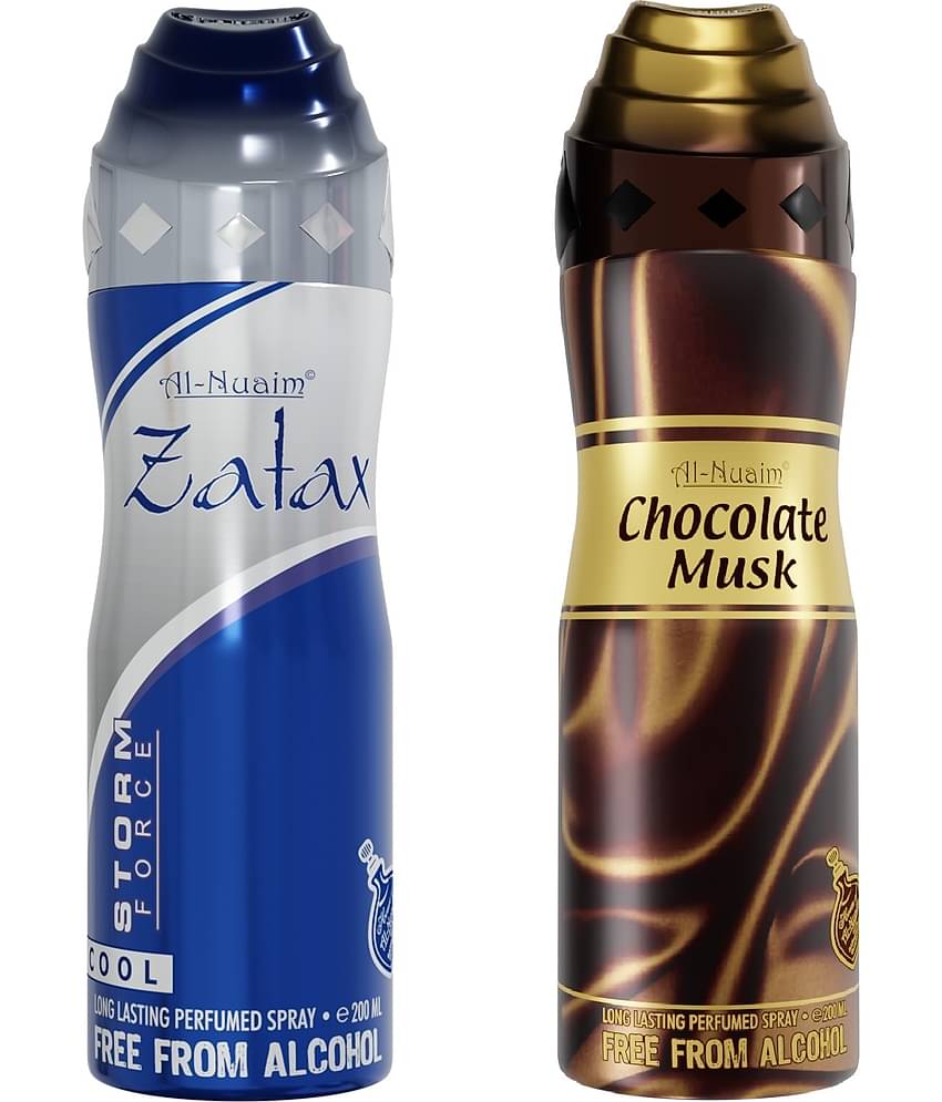 Al-Nuaim Chocolate Musk & Zatak No Alcohol Deo Deodorant Spray for Unisex 100 ml ( Pack of 2 )