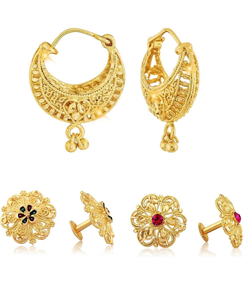 Vighnaharta Sizzling Fancy Alloy Gold Plated Stud and Chandbali Earring Combo set For Women and Girls  Pack of- 3 Pair Earrings- VFJ1137-1099-1096ERG