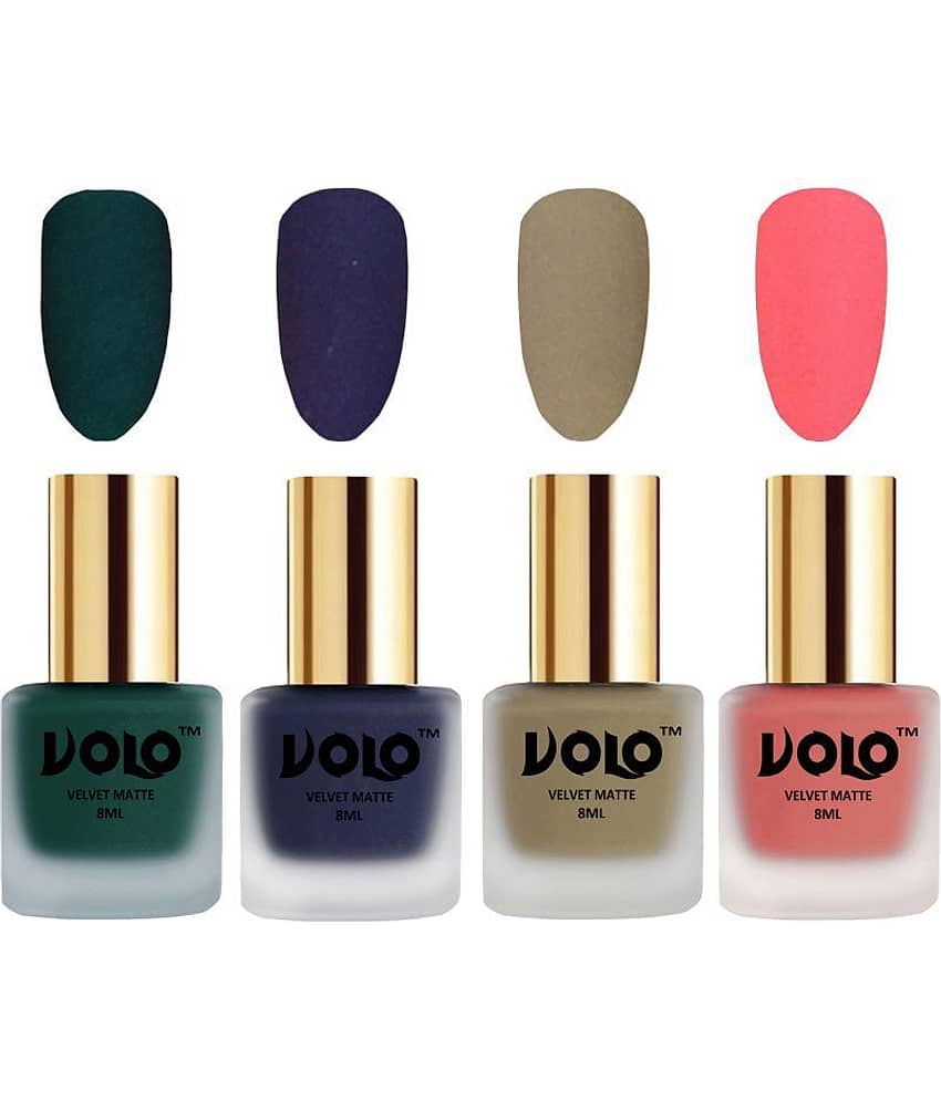 VOLO Velvet Dull Matte Posh Shades Nail Polish Multi Matte Pack of 4 32 mL