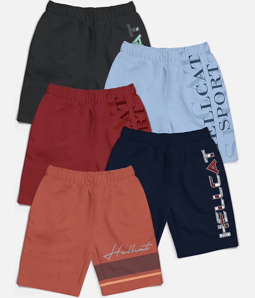 HELLCAT Pack of 5 Cotton Blend Shorts For Boys ( Multi Color )
