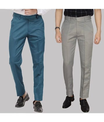 Kundan - Multicolor Cotton Blend Regular - Fit Men's Formal Pants ( Pack of 2 )